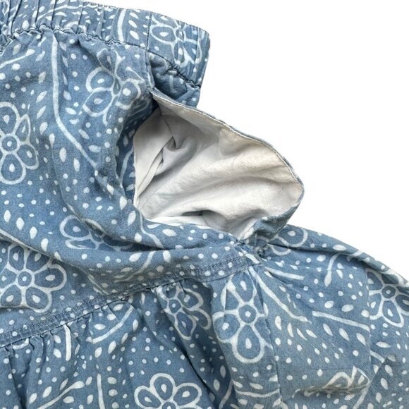 Madewell Pull-On Ruffled Mini Skirt in Indigo Floral Preppy Boho Cottage Size SM - Picture 5 of 7